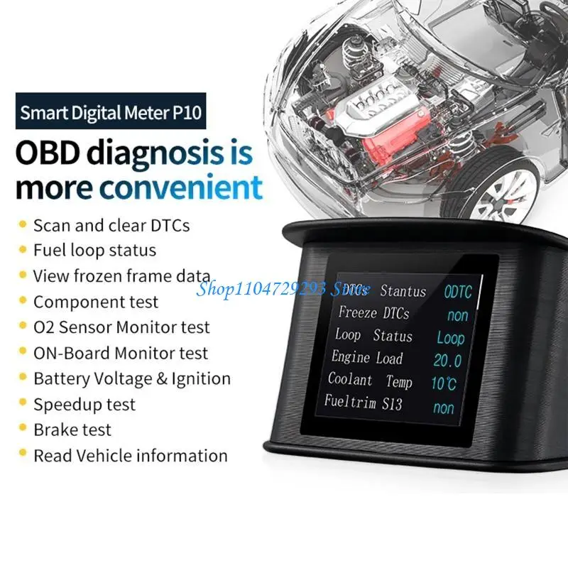 Y2GD HUD Car OBD2 Head-up Water Temperature Low Alarm LCD Code Meter Display
