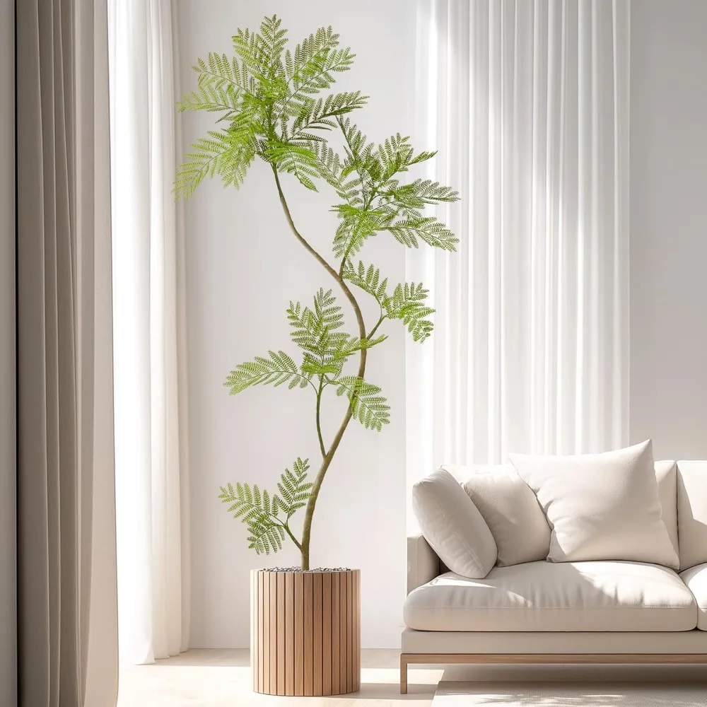 

Искусственное дерево жабаранда 6,6 фута Искусственное дерево с реалистичными зелеными листьями, большое растение для дома для домашнего декора