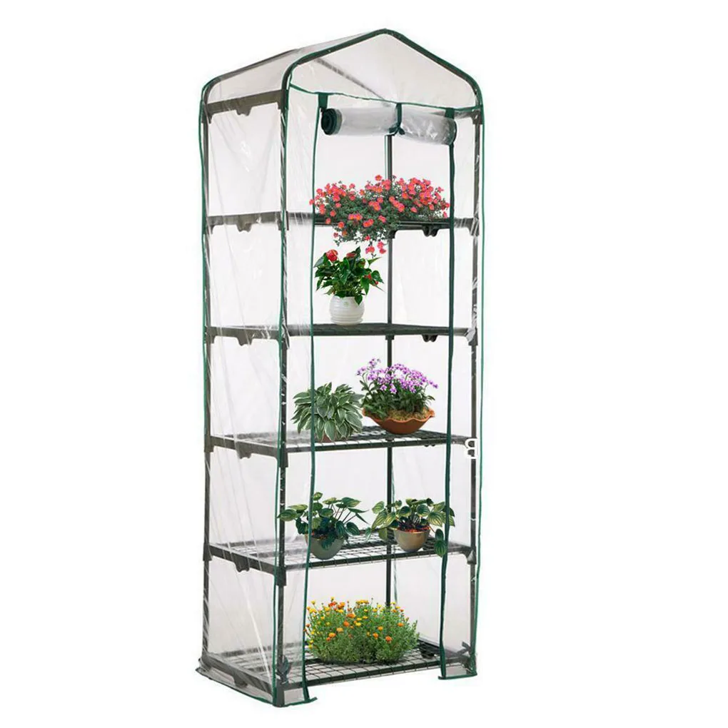 4-tier Garden Greenhouse Cover Transparent Heat Retaining Shield Protective Flower Growth Shields PVC Waterproof Cover
