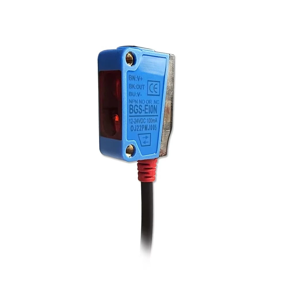 Square Photoelectric Sensor BGS-E10N with Metal Bracket Installation 12-24VDC 2ms Response Time