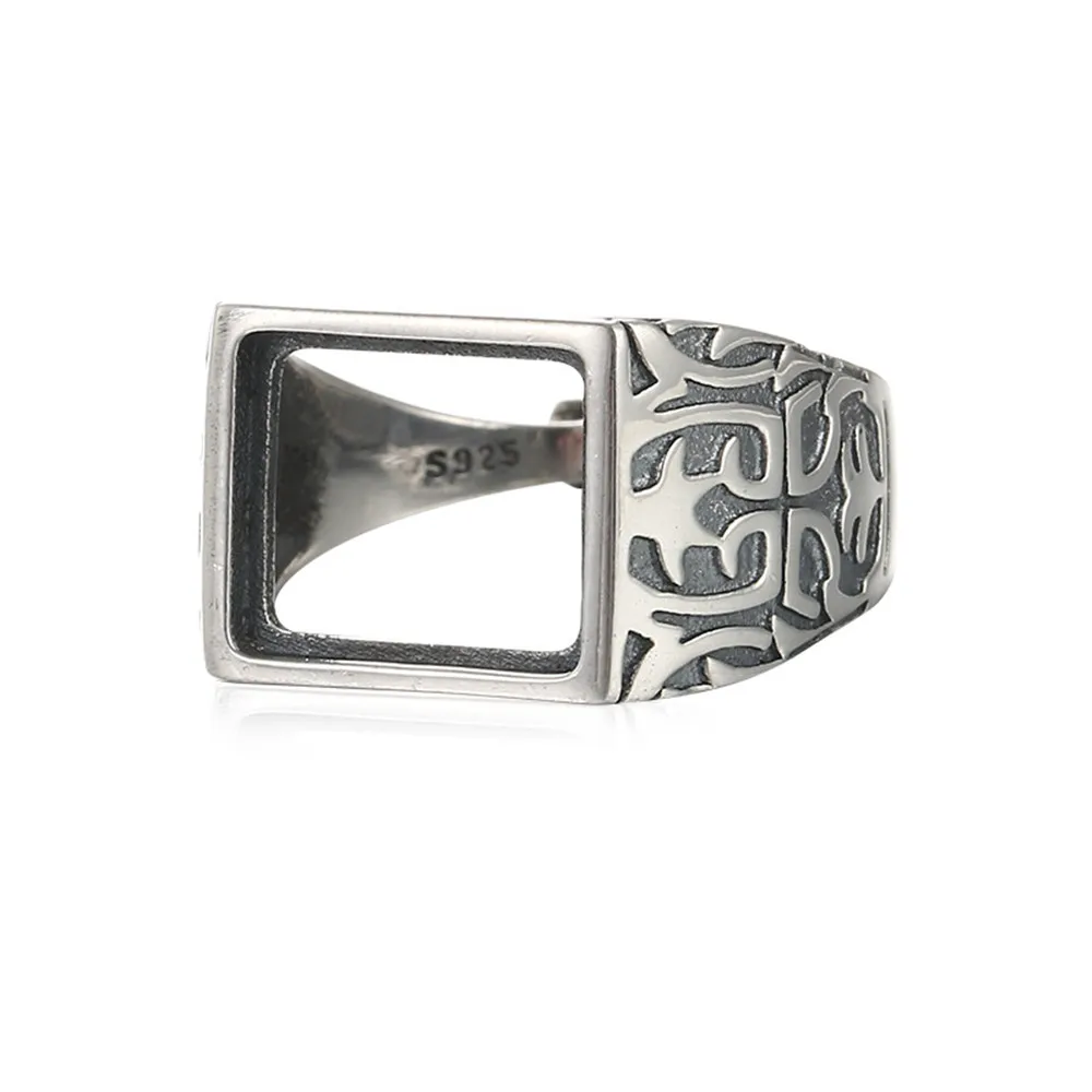 Ring Base (11x13mm Rectangle Blank) Adjustable Thai Sterling Silver Ring Blank 925 Silver Retangle Ring Component R1252B