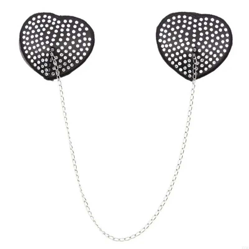 72xe Rhinestones Nipple Pokrywa pasty z łańcuchem imprezy kleju wielokrotnego użytku Sticky Bras Płatki naklejki klatki dla