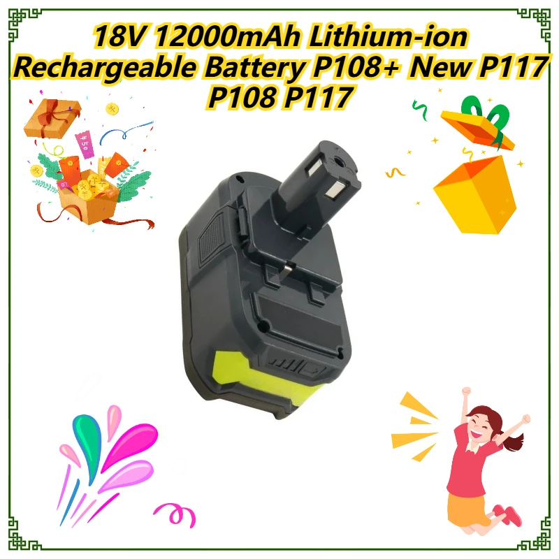 

18V 12000mAh Lithium-ion Rechargeable Battery P108+ New P117 P108 P117
