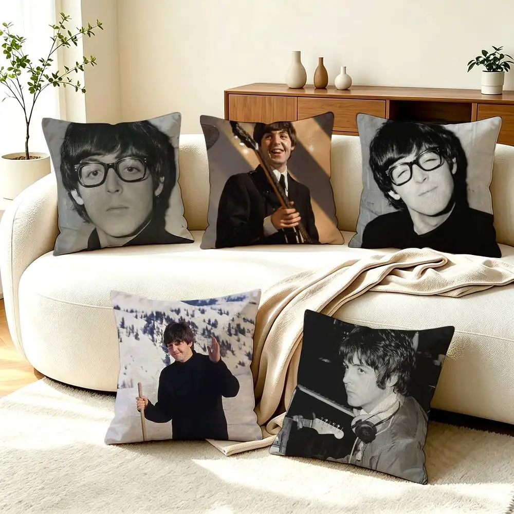 P-Paul McCartney R-Rock Music  Pillow Case Square Double-Sided Sofa Cushion Cover Bedroom Bedside Pillow