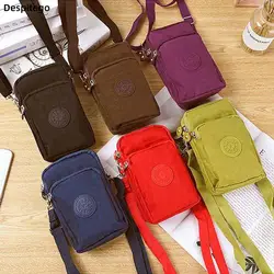 Monedero con cremallera y letras, Cartera de nailon de tres capas, impermeable, tarjetero para teléfono, lápiz labial