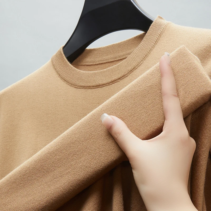 

Men's Sweater Men Round Neck Knitted Pullovers Blended Wool Sweater Fall Winter Warm Men Jumper Slim Fit Casual Basic Model Tops