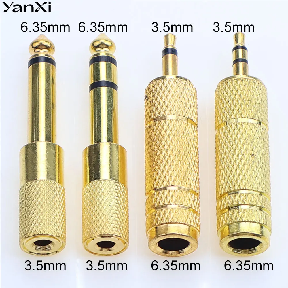 YanXi 2/5PCS 3.5mm 6.35mm Male to 3.5 /6.35 Female Jack Mono Audio Adapter Connector Headphone Amplifier Microphone Converter