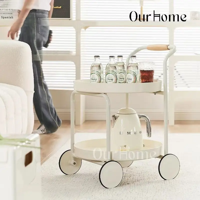 Creative sofa side table with internet celebrity minimalist ins cart movable wheels  modern small unit coffee table storage rack