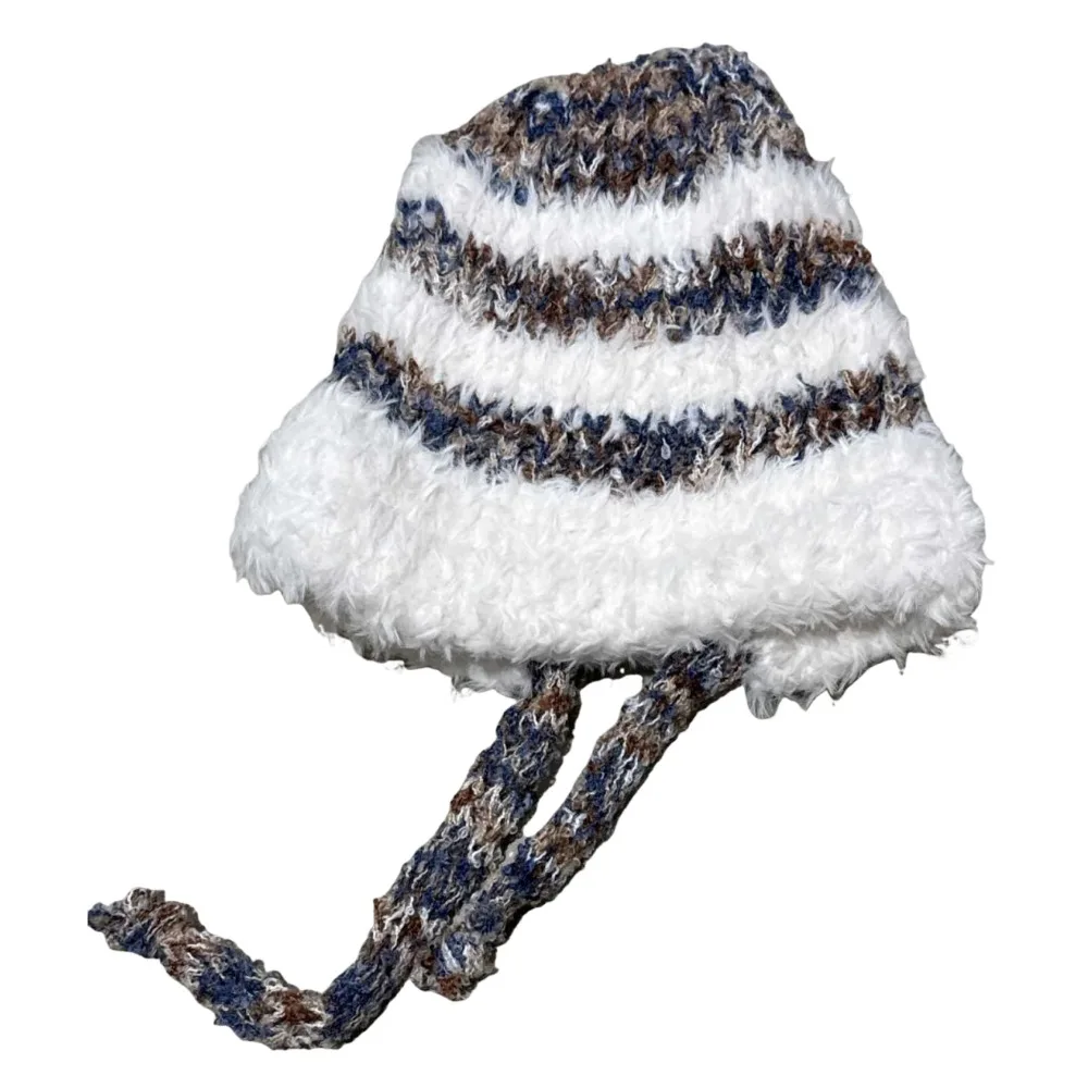 Fashion Korean Style Ear Protection Hat Soft Windproof Pullover Hats Strap Design Keep Warm Knitted Warm Hat Autumn and Winter