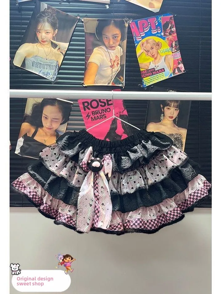 

Оригинальная юбка-торт ручной работы с дизайном лапы, милая пикантная девушка Dopane Plu Y2K, пышная юбка из полиэстера длиной f