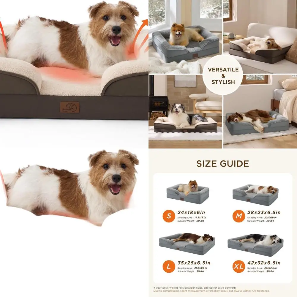 

Medium Orthopedic Dog Bed - Waterproof, Removable Cover, Nonskid, Comfortable Pet Sofa, Brown, Non-Electric