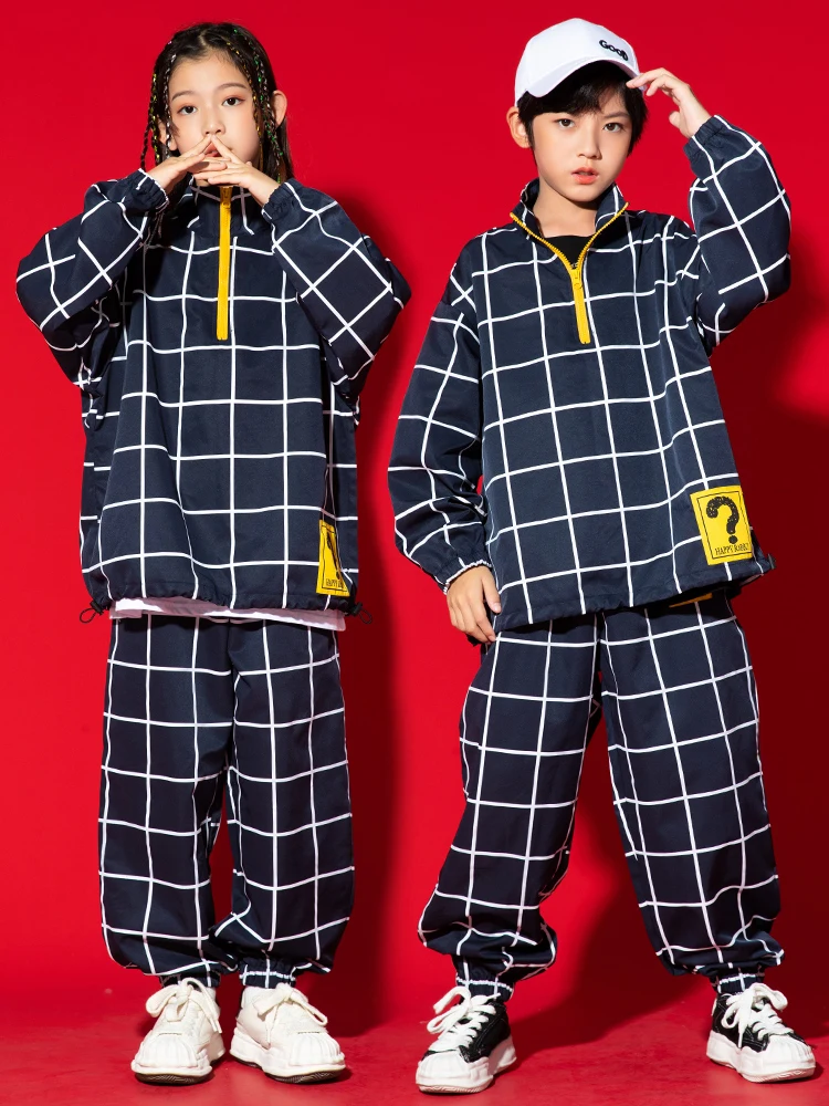 2022 Kids Hip Hop Clothing Boys Girls Tops Pants Loose Long Sleeved Kpop Outfit Jazz Dance Costume Street Dance Rave Wear BL9321