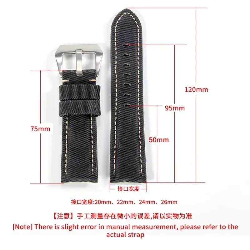 Nylon 20 22 24 26mm Breathable Carbon Fiber Grain Leather Watch Strap for Panerai 441 Pam01661 Men Anti-Allergy Watchband