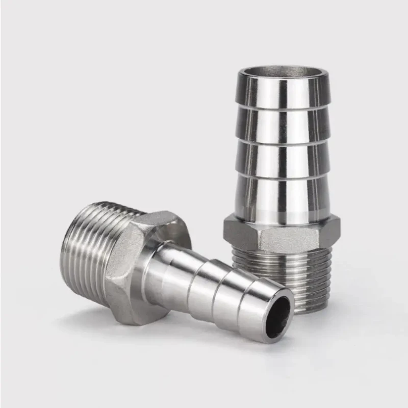 304 Stainless Steel Hose Barb Fitting Male Thread Hexagon Hose Connector Water Pipe Nozzle 1/2 3/4 1