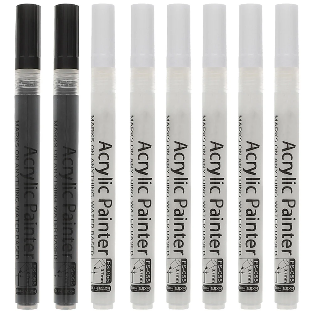 

8pcs Paint Markers Colorful White Color Paint Marker Pens for Painting Writing Sketching White Black Color Beautiful Effect
