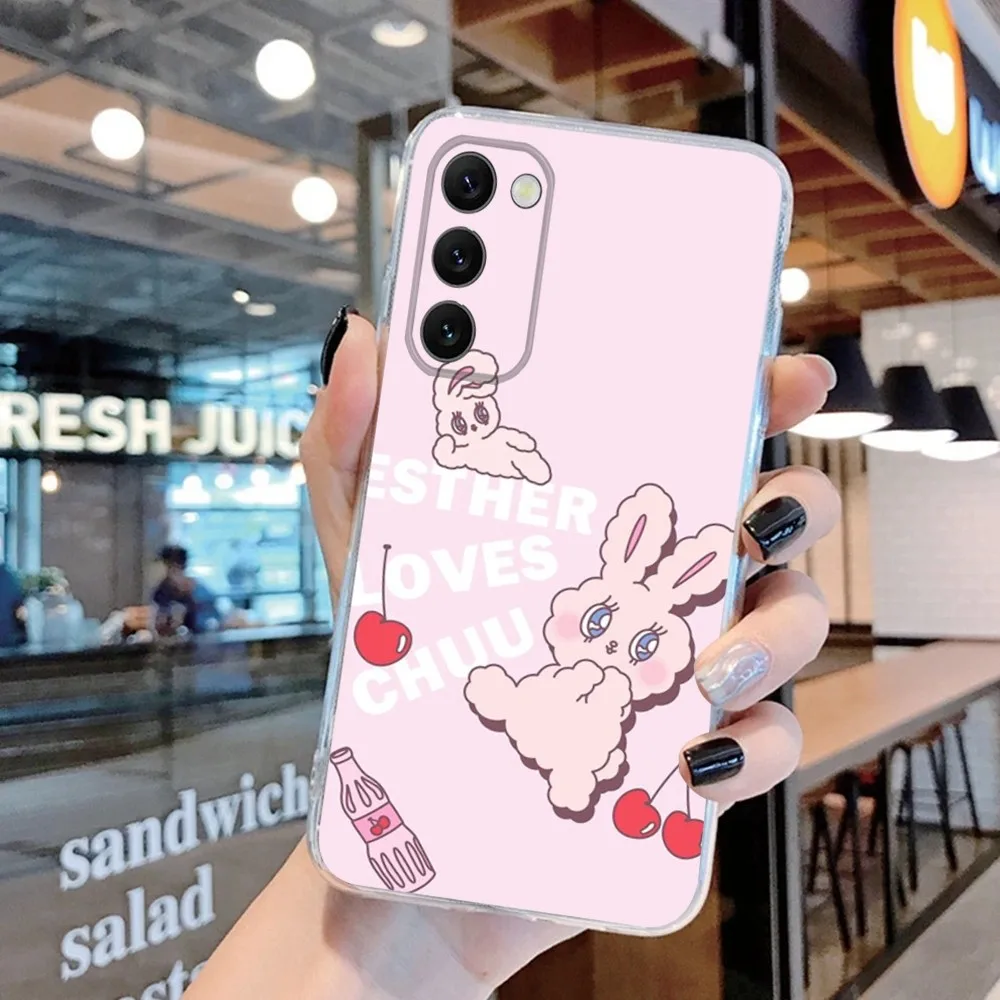 Cute Bunny E-Esther Phone Case Silicone Case For Samsung S30,S23,S21,S22,S20 Ultra,S20 FE lite,S10,S9,S8 PIus Cover Clear