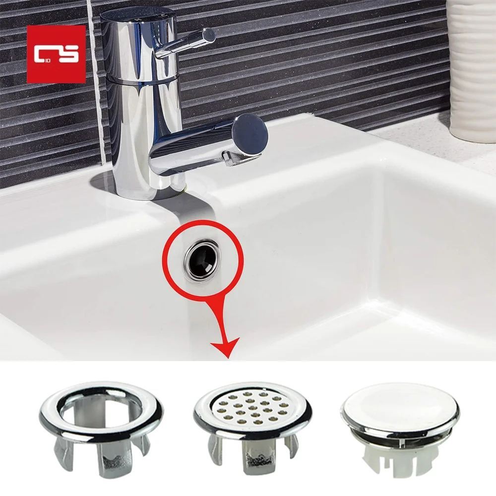 

3Pcs Plastic Sink Hole Overflow Cover for Kitchen Bathroom Basin Trim Bath Drain Cap Sink Wash Basin Round Overflow Ring Plug