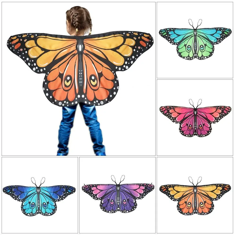 Kids Butterfly Wings Cape Girls Fairy Shawl Pixie Cloak Fancy Dress Costume Gift