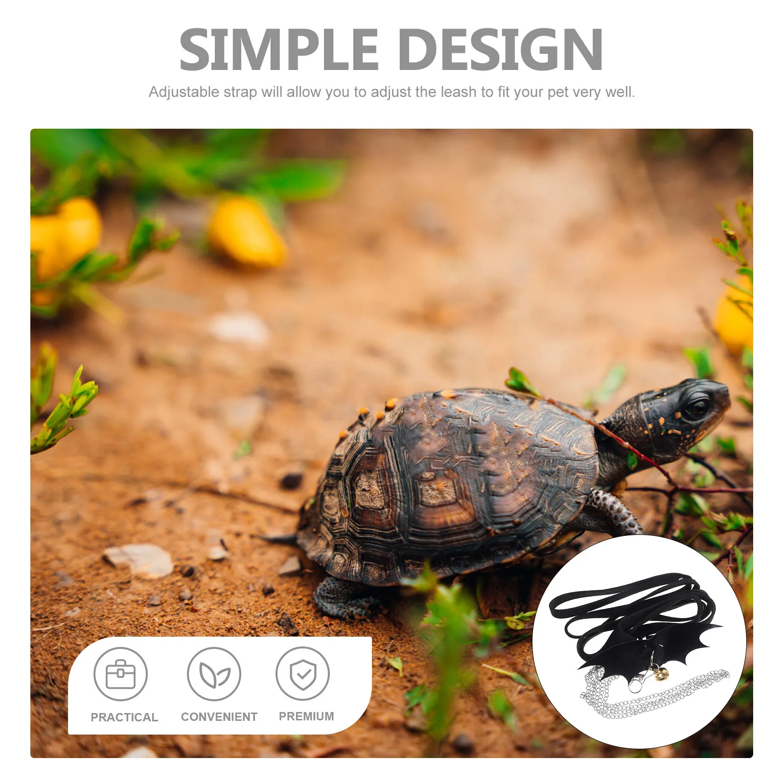 

Turtle Leash Black S Adjustable Wing Design Harness Strap Chest Collar Walking Control Rope Reptile Harness Turtle Leash
