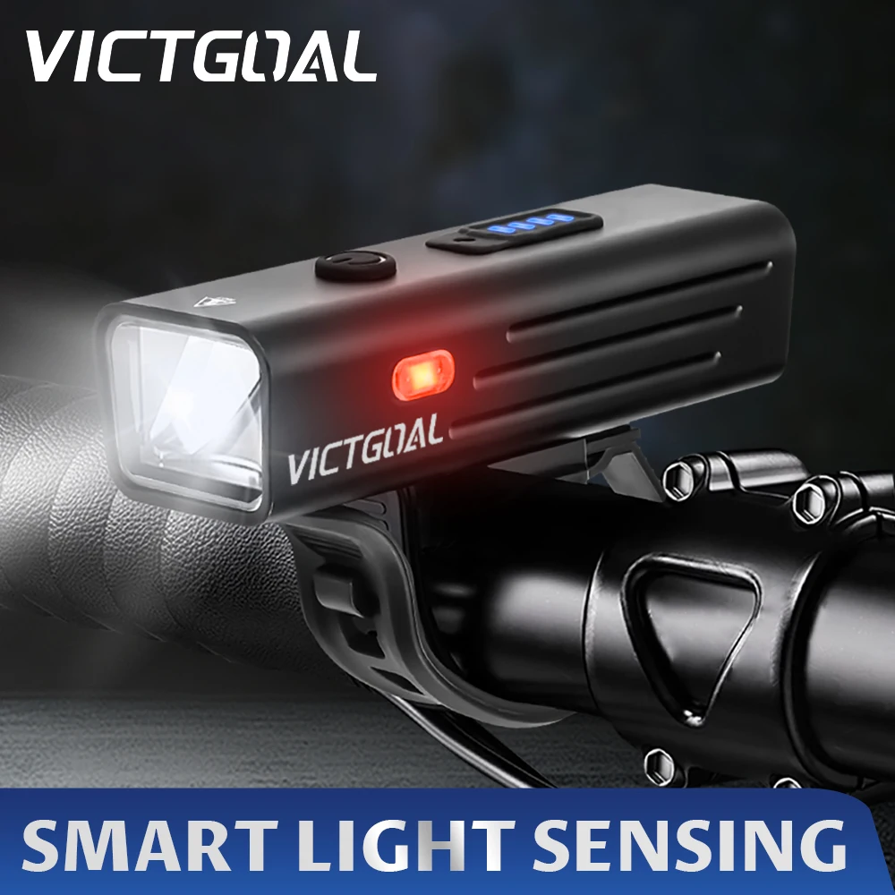 

VICTGOAL Bicycle Headlights Light Sensing Cycling Side Warning Smart Flashlights Battery Indicator USB MTB Road Bike Front Light