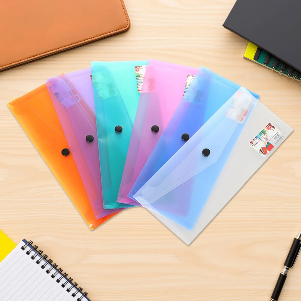 

HOODANCOS 6Pcs Plastic File Folder with Label Pocket Document Organizer for Home School Office Storage Bag Business Filing