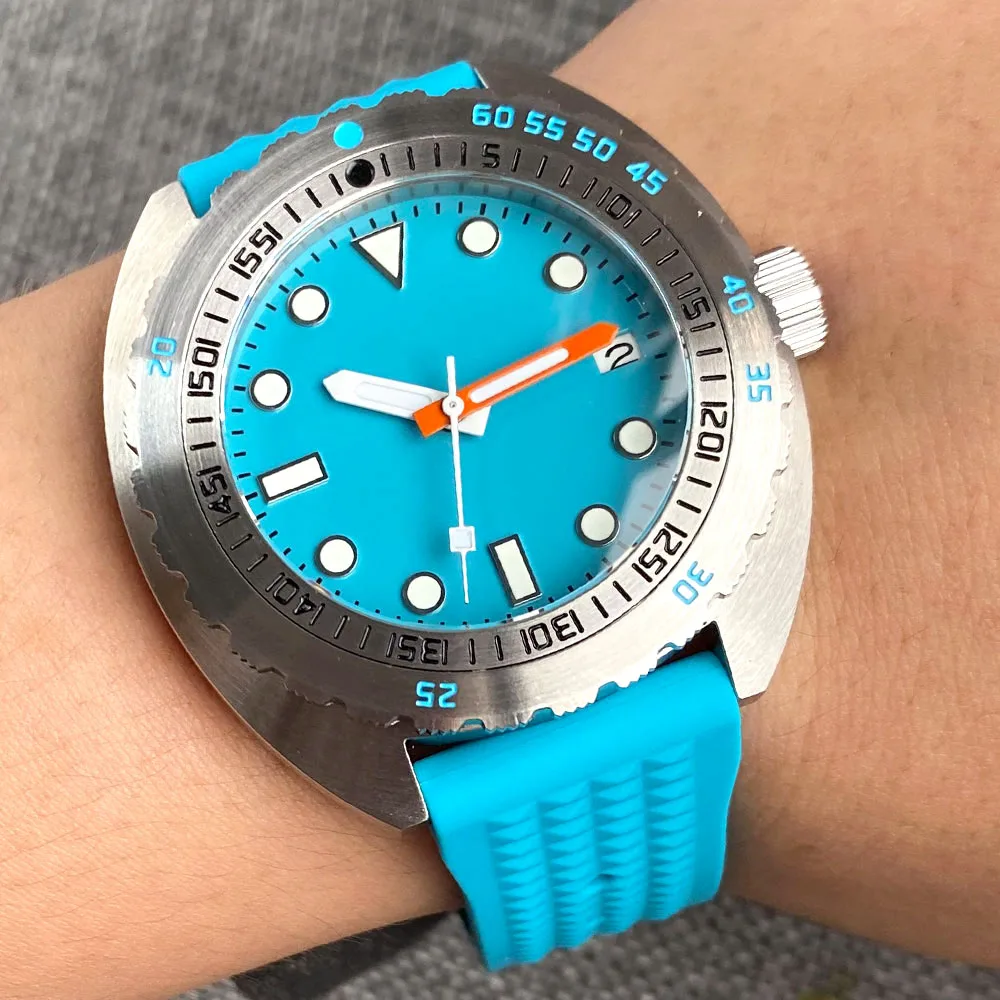 

42mm Tandorio Japan NH35 Sky Blue Men Watch Domed Sapphire Glass Automatic 200M Waterproof 120 Clicks Bezel Luxury Luminous Date