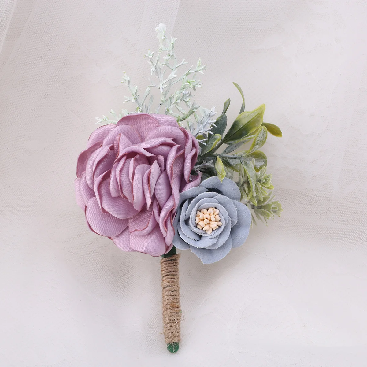 Flores de seda lilas artificiales para boda, Boutonniere para padrino de boda, ramillete, planificador de boda, broche, alfileres, accesorios para boda