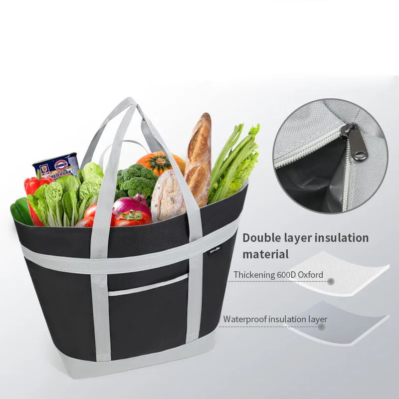 Insulated Handbags Bento Lunch Box Thermal Bag Large Capacity Food Zipper Storage Bags Container for Women Cooler Travel Picnic