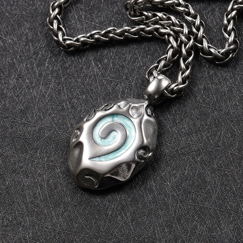 WoW World of Warcraft Hearthstone Glass Round Pendant Charm Necklace Fine Jewellery Bronze Link Chain 60cm Designer Charms