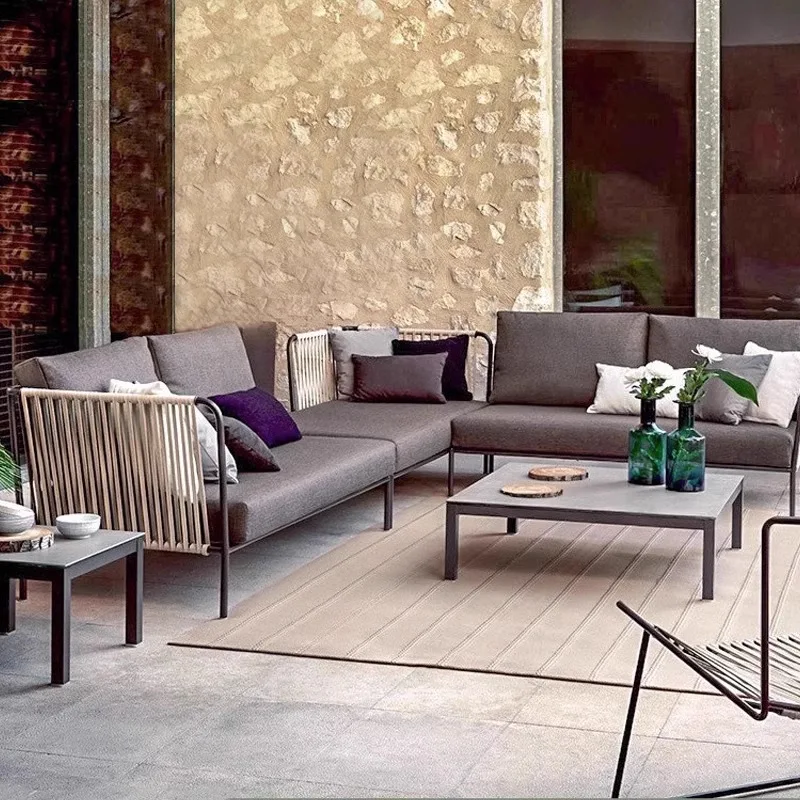 

Customizable villa outdoor rattan chair bed and breakfast balcony leisure sofa