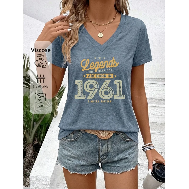 Women's Summer V-Neck Short Sleeve T-Shirt 