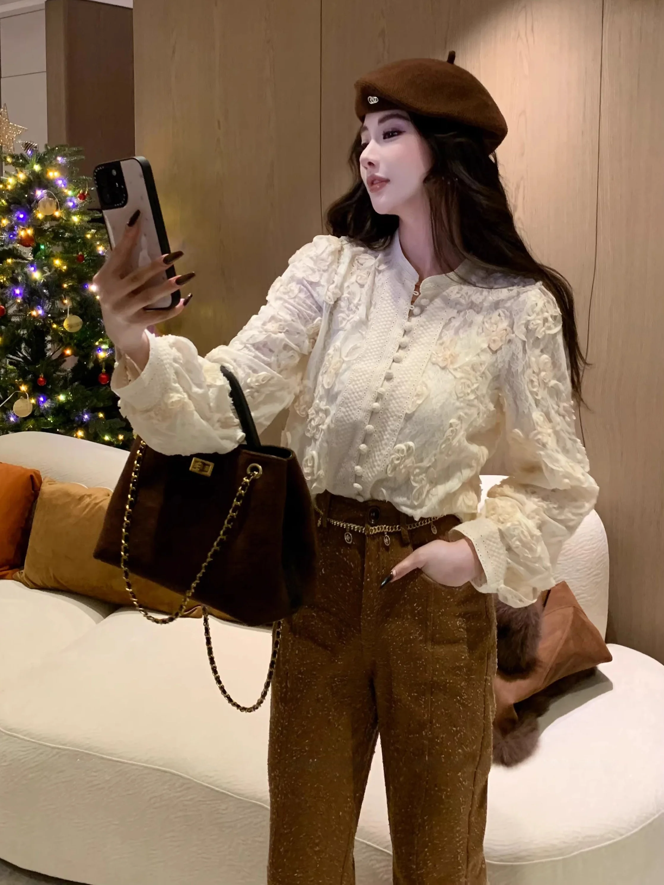 

Новый кардиган Dadada Moonlight Cr в винтажном стиле, с открытым воротом, длинными рукавами, кружевными вставками и вырезами, женский топ из смесового полиэстера и спандекса