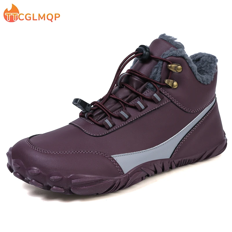 Winter Barefoot Boots Women Winter Snow Boots For WomenPlush Warm Ankle Shoes Non-slip Outdoor Waterproof Hiking Shoes Plus Size