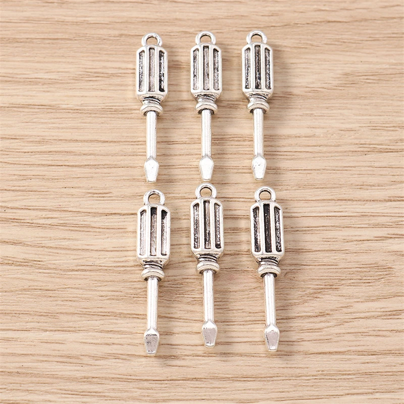 

10pcs 6x30mm Cute Alloy Screwdriver Charms Pendants for Making Drop Earrings Necklaces Bracelets DIY Crafts Jewelry Accessories