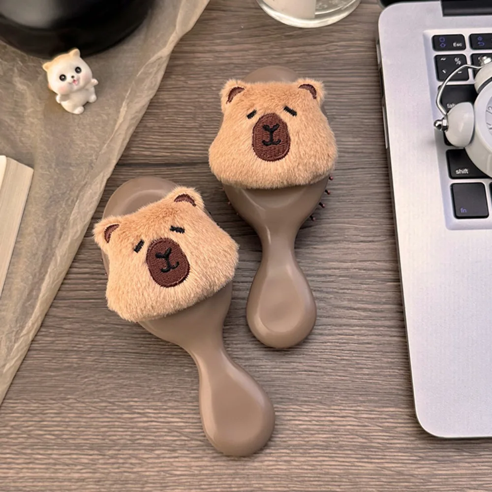 New ABS Capybara Air Cushion Comb Plush Anti-Static Hair Combs Cute Cartoon Kapibala Airbag Comb Women