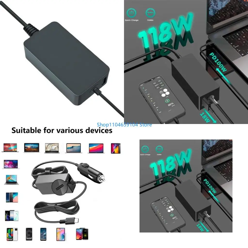 

2Port 100W USB C Vehicle Chargers Fast Charging Technology Multiple Protections System Universal Compatibility Structure