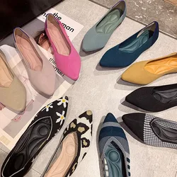 Volare tessitura Bowknot punta a punta scarpe da balletto da donna appartamenti accoglienti scarpe incinte respiro colore misto poco profondo Zapatos Ballerina lavorata a maglia