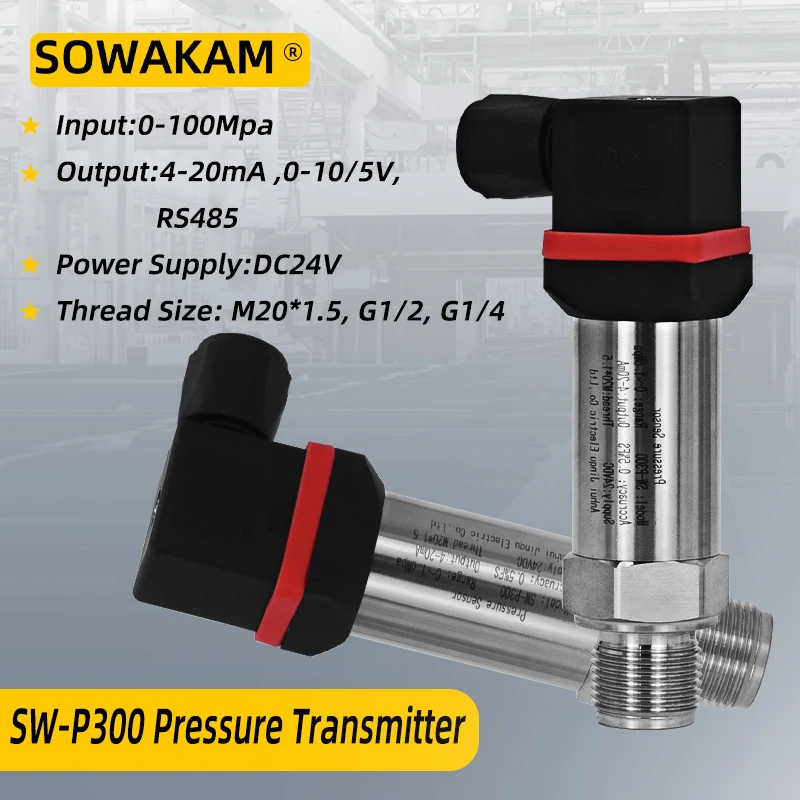 Pressure Transmitter DC12-36VDC RS485 Output Pressure Transducer Sensor 0.2% Accuracy Water Gas Oil SWK-P300