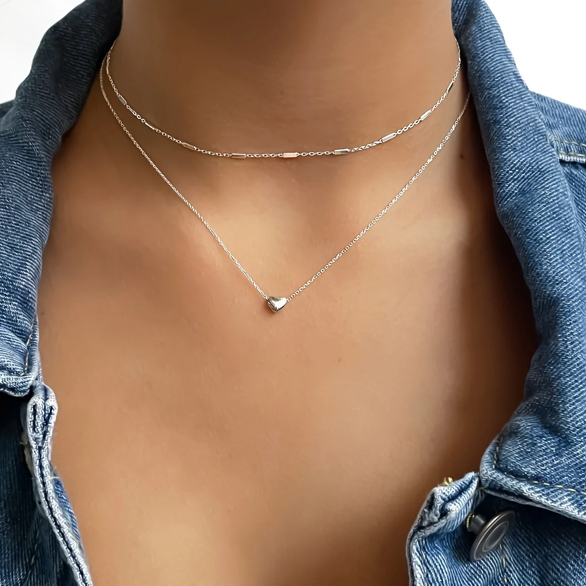 Exquisito collar con colgante en forma de corazón de acero inoxidable para mujer, joyería para citas diarias