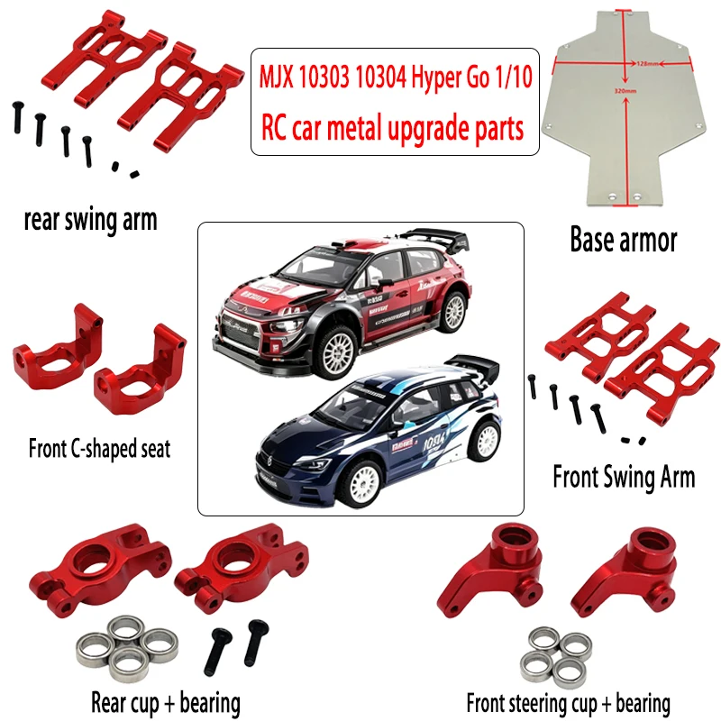 MJX Hyper Go 1/10 10303 10304 RC Car Upgrade Parts Base Plate Armor Swing Arm C-Type Steering Cup Bearing