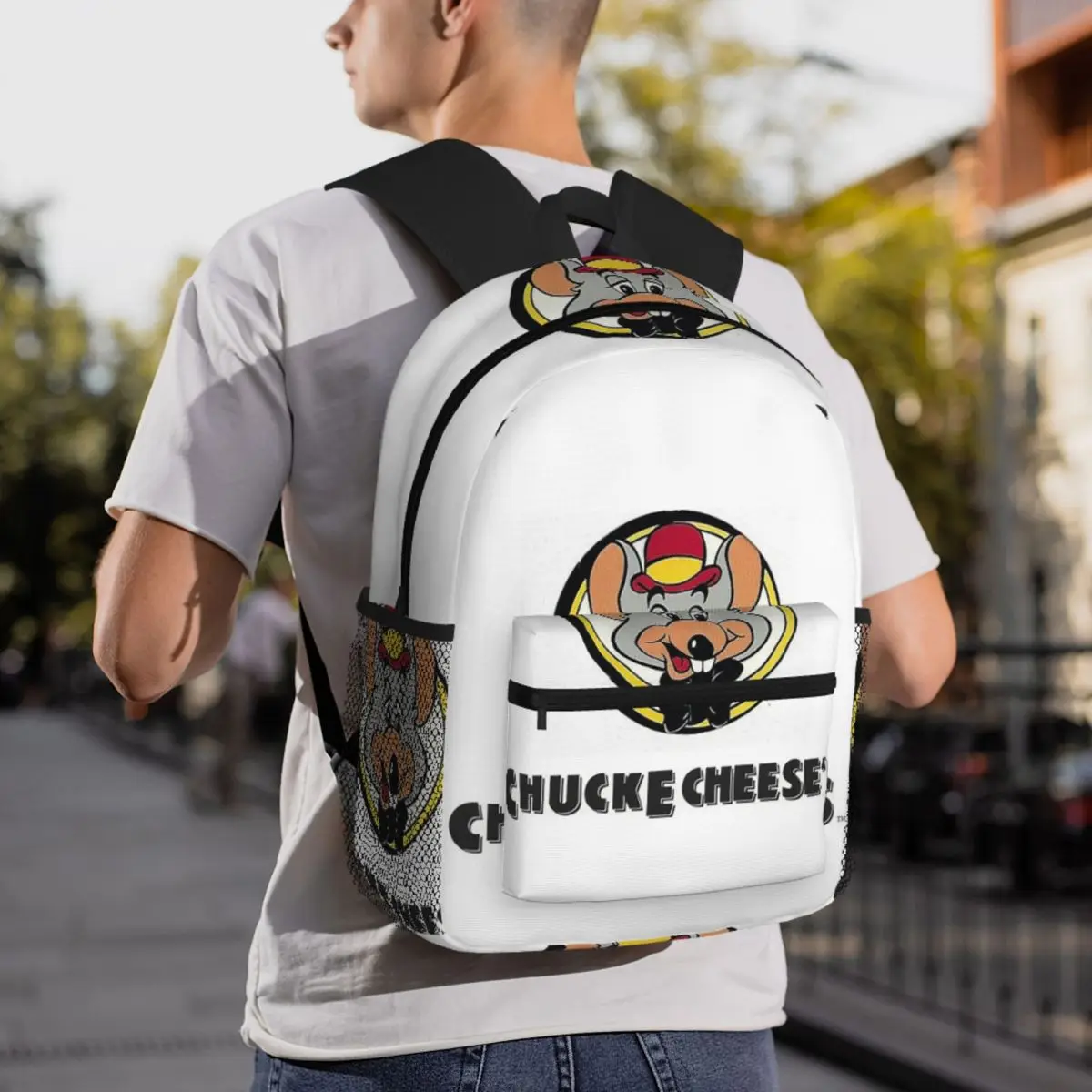 Chuck E Cheeses Pizza Time Theater Backpack Daypack Large Capacity Kids BookBag School Bag Shoulder Bags for Men Women