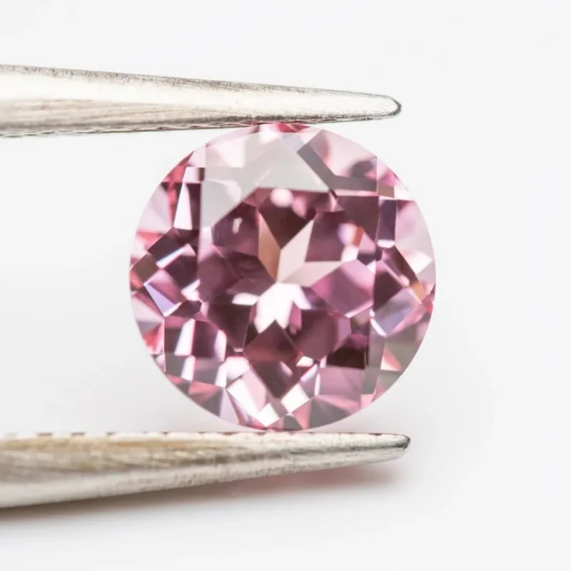 Lab Grown Sapphire Sunrise Pink Color Round Shaped Gemstone Beads for Charms Diy Jewelry Making Selectable AGL Certificate