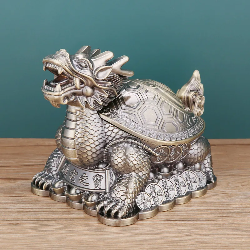 Dragon Turtle Ashtray Metal Anti-drop And Anti-fly Ash Multi-function Home Living Room Ashtrays with Thick And Fine Smoke Trough