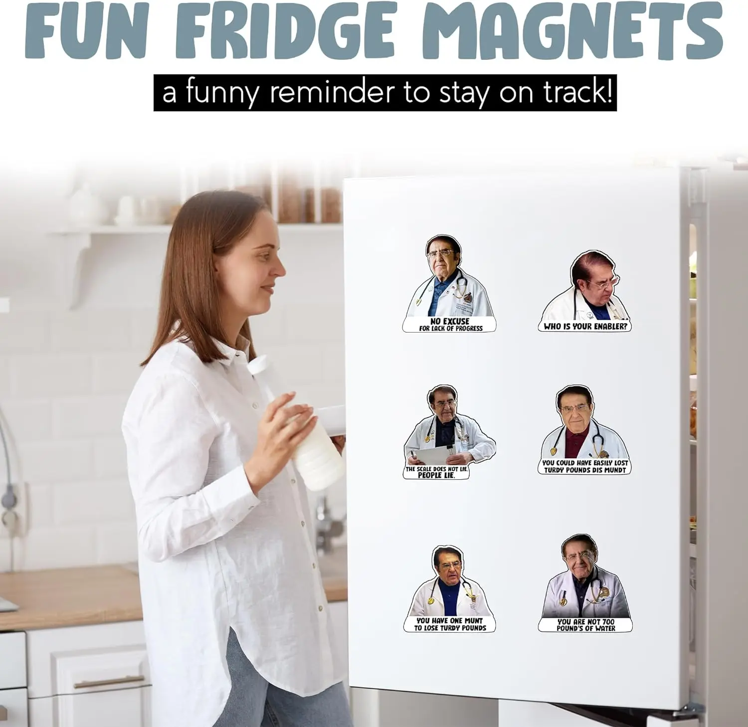 12 Pack Dr. Now Refrigerator Magnets, Funny Fridge Magnet Weight Loss Diet Helper Cute Fun Magnetic Accessories for Home & Car