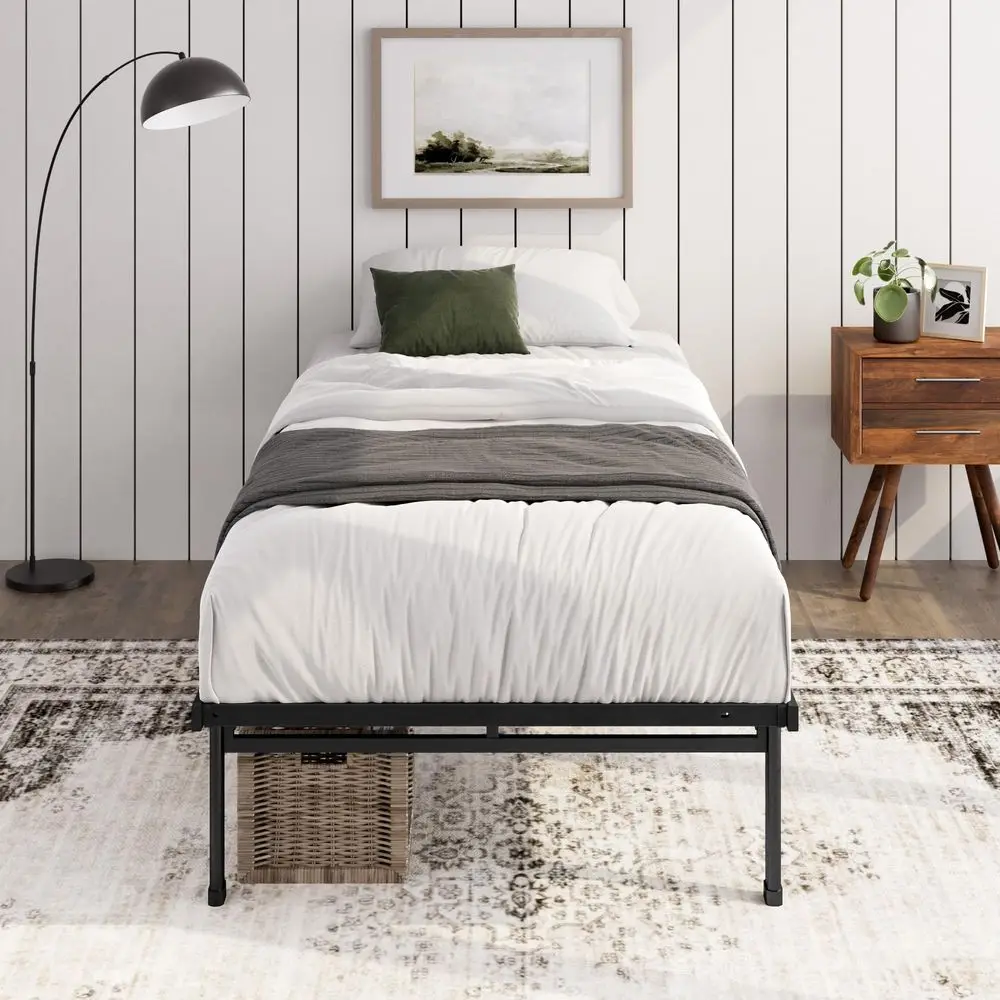 Base de Cama Individual de Acero Justin con Soporte para Colchón y hasta 11 Patas para Mayor Estabilidad y Espacio de Almacenamiento