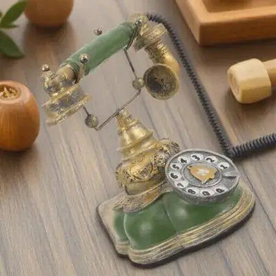 Retro Rotary Telephone Resin Vintage Home Decor Wine Cabinet Ornament Movie Prop Ornament Small Statue