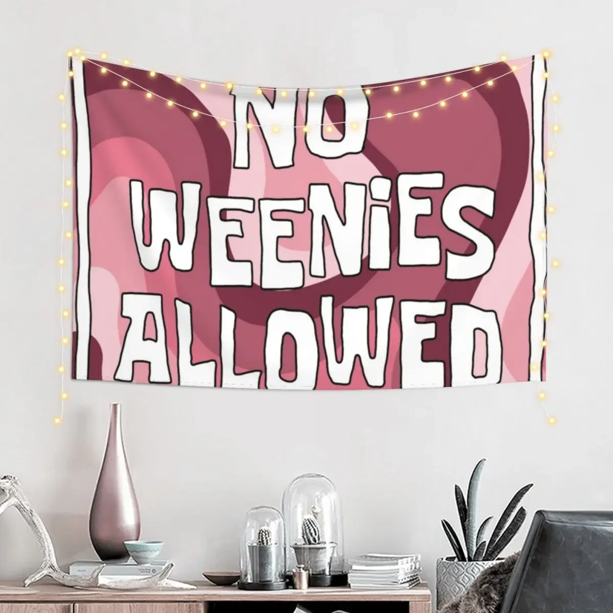 No Weenies Allowed (pink) Tapestry Room Decor Room Design Wallpaper Tapestry