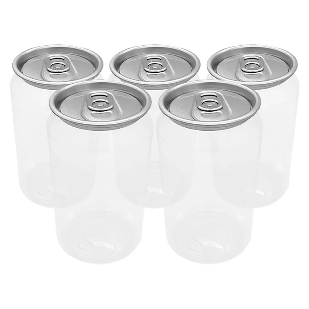 

5pcs Beverage Bottles Clear Plastic Juice Jars Container Drink Caps Juicer Empty Reusable Storage Bottle Portable Airtight Milk