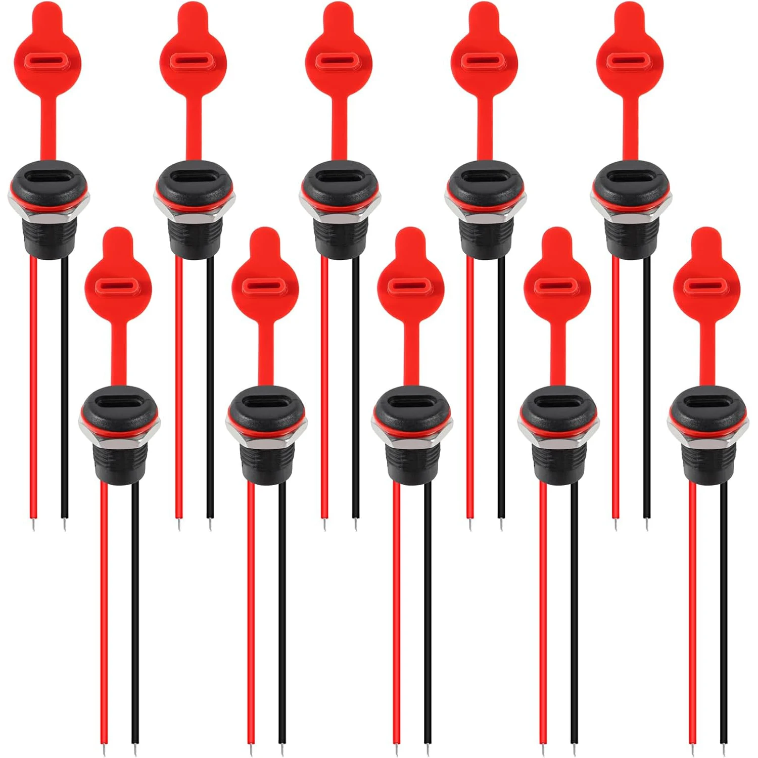 8pcs Type-C Female Chassis 2 Pin Type-C Socket Connector Waterproof Jack Female Charging Port 3A USB-C Charger Plug Socket
