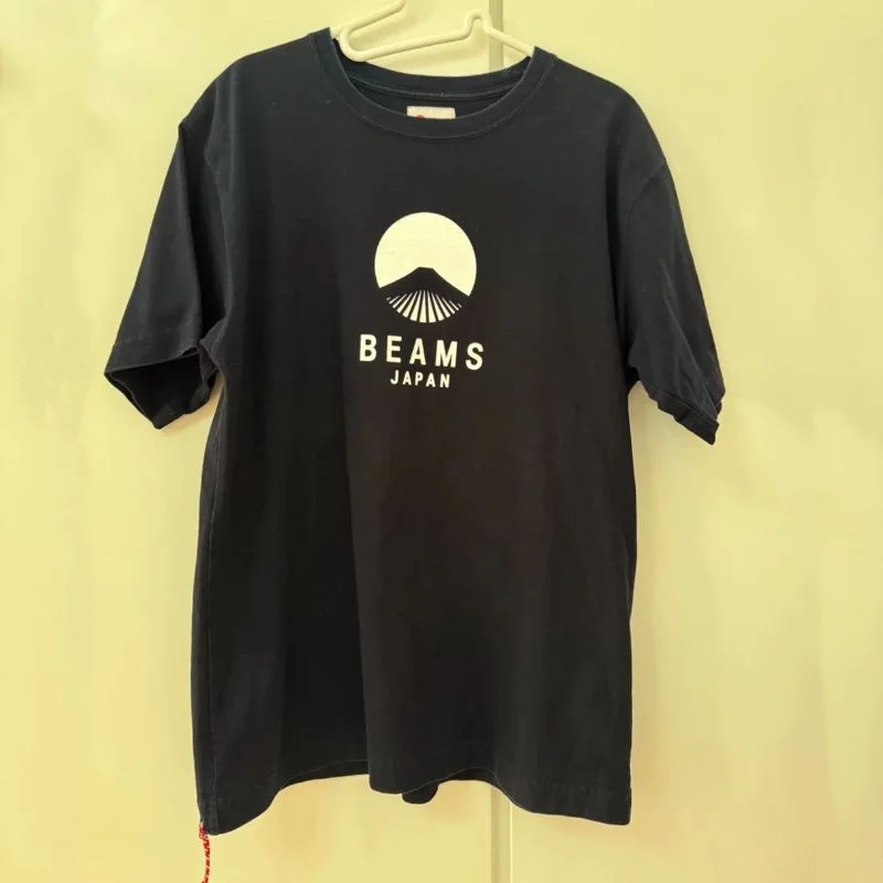 

Summer Japanese Streets Beams Tshirts Snow Mountain Silhouette Print Short Sleeve Casual Weaving Red Rope Men Women Tops